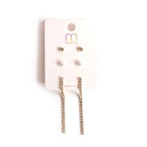 🥳3/20🥳  Simulated Crystal Line Earring Set - New in Package